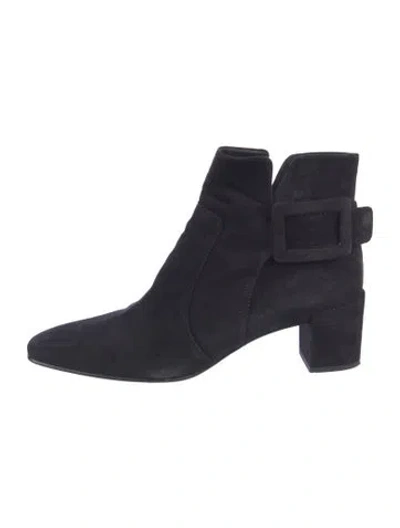 Pre-owned Roger Vivier Suede Chelsea Boots In Blue
