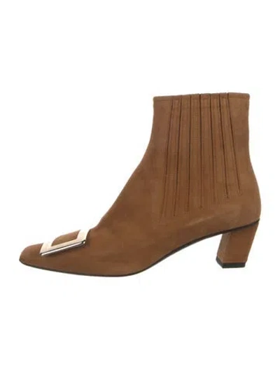 Pre-owned Roger Vivier Suede Chelsea Boots In Brown