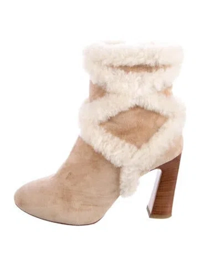 Pre-owned Roger Vivier Suede Colorblock Pattern Boots In Neutral