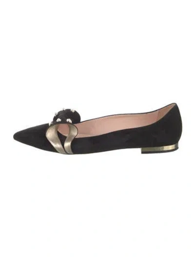 Pre-owned Roger Vivier Suede Colorblock Pattern Flats In Black
