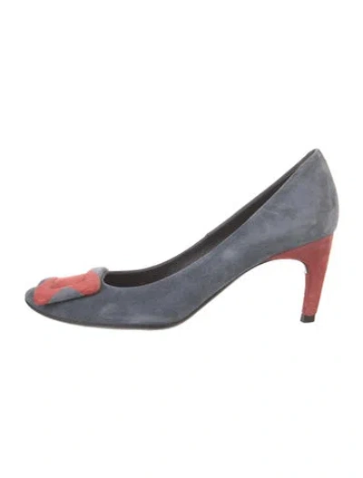 Pre-owned Roger Vivier Suede Colorblock Pattern Pumps In Blue