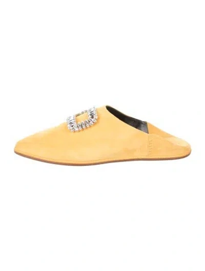 Pre-owned Roger Vivier Suede Crystal Embellishments Mules In Yellow