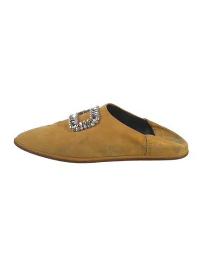 Pre-owned Roger Vivier Suede Crystal Embellishments Mules In Yellow