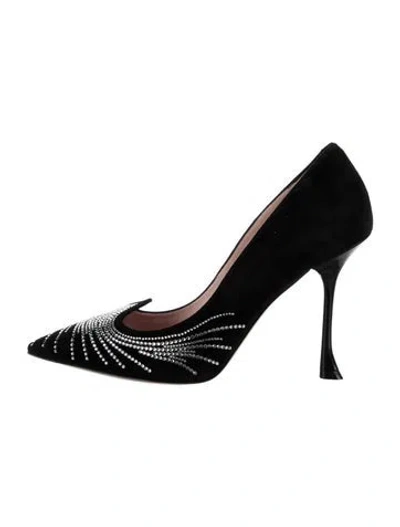 Pre-owned Roger Vivier Suede Crystal Embellishments Pumps In Black
