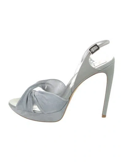 Pre-owned Roger Vivier Suede Cutout Accent Slingback Sandals In Blue