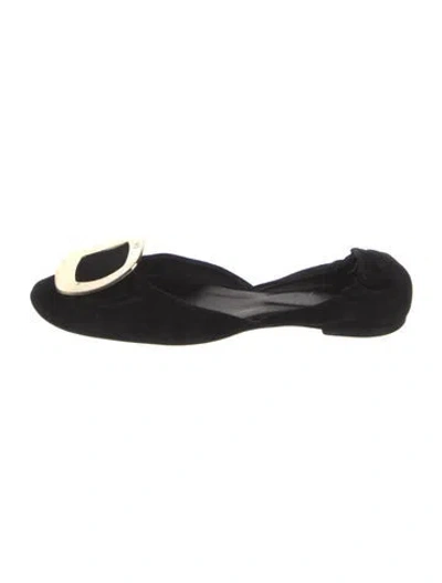 Pre-owned Roger Vivier Suede D'orsay Flats In Black