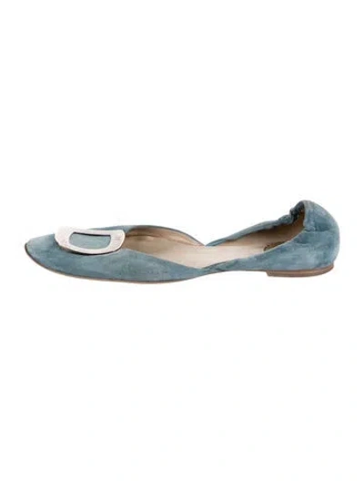 Pre-owned Roger Vivier Suede D'orsay Flats In Blue