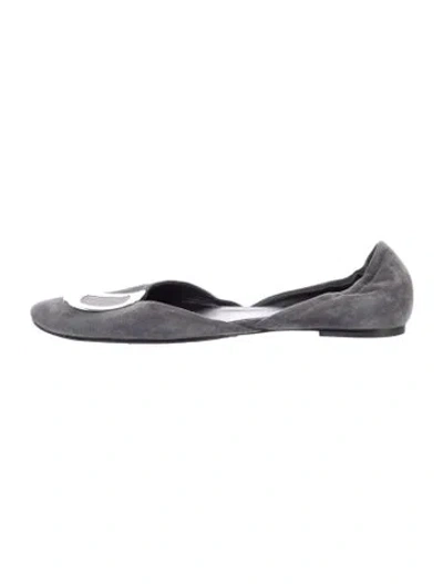 Pre-owned Roger Vivier Suede D'orsay Flats In Gray