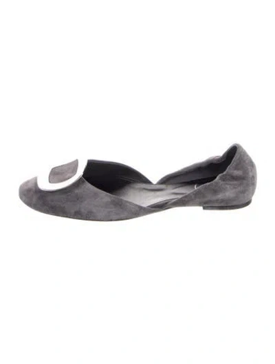 Pre-owned Roger Vivier Suede D'orsay Flats In Gray