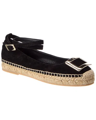 Roger Vivier Suede Espadrille In Black