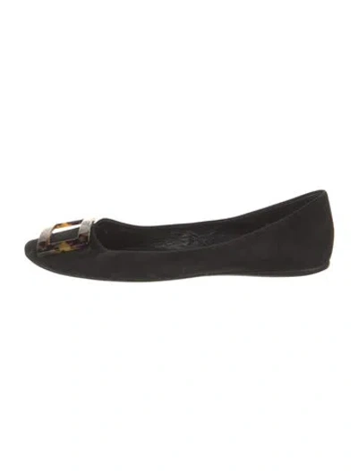 Pre-owned Roger Vivier Suede Flats In Black