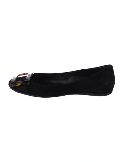 Pre-owned Roger Vivier Suede Flats In Black