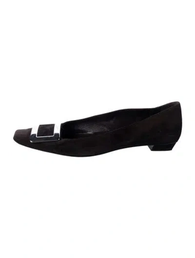 Pre-owned Roger Vivier Suede Flats In Black