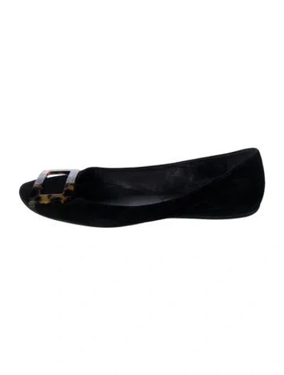 Pre-owned Roger Vivier Suede Flats In Black