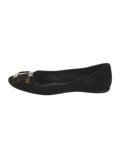 Pre-owned Roger Vivier Suede Flats In Black