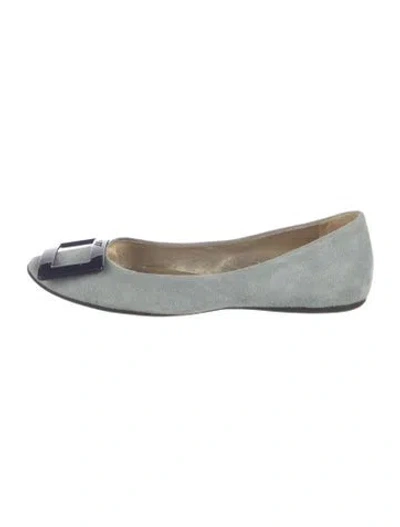 Pre-owned Roger Vivier Suede Flats In Blue