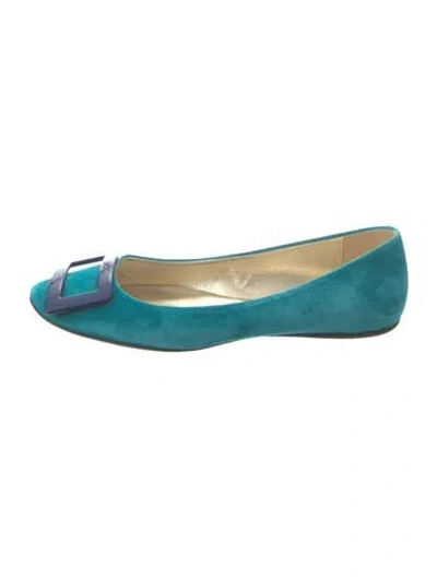 Pre-owned Roger Vivier Suede Flats In Blue