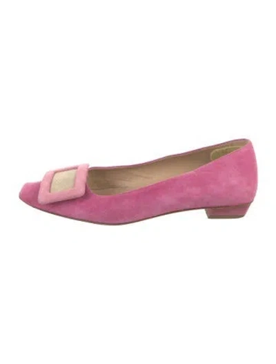 Pre-owned Roger Vivier Suede Flats In Pink