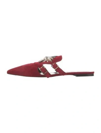 Pre-owned Roger Vivier Suede Flats In Red