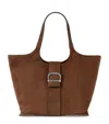 Roger Vivier Suede Grand Vivier Choc Shoulder Bag In Brown