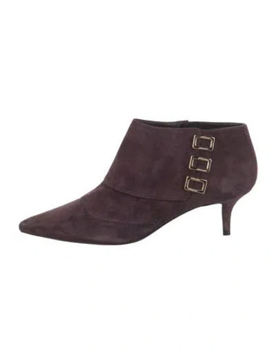 Pre-owned Roger Vivier Suede Lace-up Boots In Purple