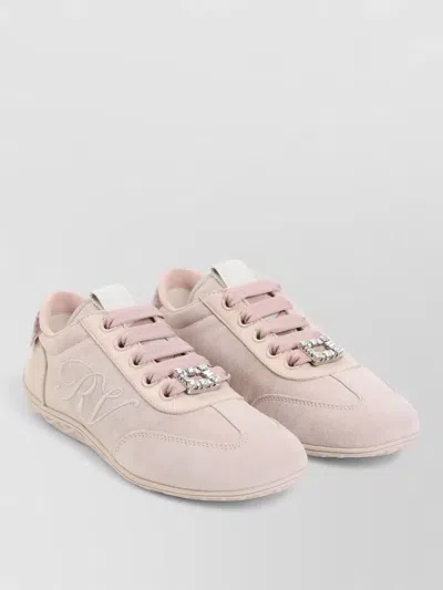 Roger Vivier Suede Leather Low Sneakers In Pink