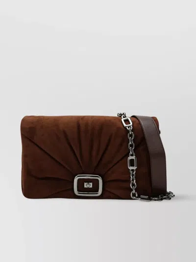Roger Vivier Suede Leather Shoulder Bag With Buckle Detail