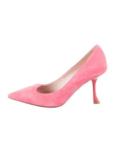Pre-owned Roger Vivier Suede Leather Trim Embellishment Pumps In Pink