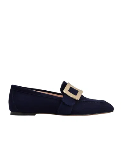Roger Vivier Suede Loafer Shoes In Blue
