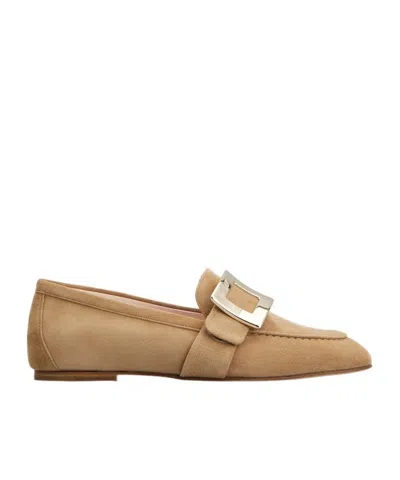 Roger Vivier Suede Loafer Shoes In Brown