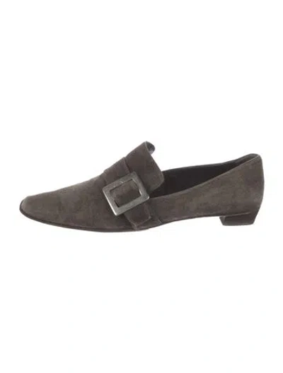 Pre-owned Roger Vivier Suede Loafers In Gray