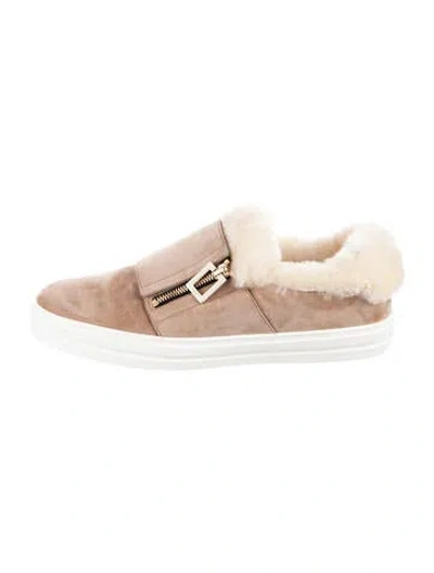 Pre-owned Roger Vivier Suede Loafers In Neutral