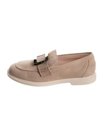 Pre-owned Roger Vivier Suede Loafers In Neutrals