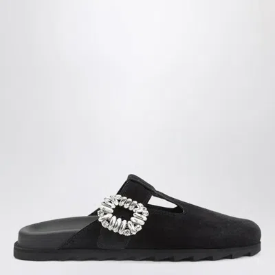 Roger Vivier Suede Mule Slidy Viv' In Black