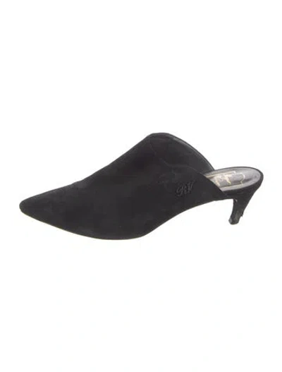 Pre-owned Roger Vivier Suede Mules In Black