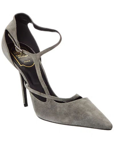 Roger Vivier Suede Pump In Gray