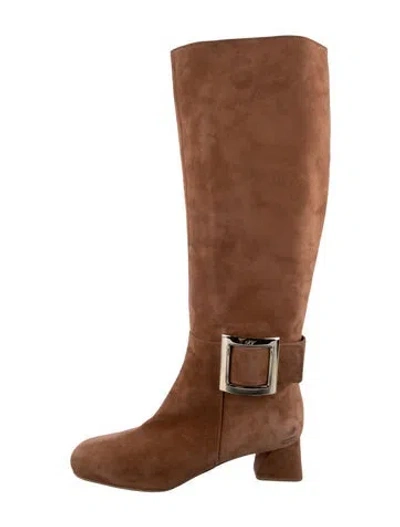 Pre-owned Roger Vivier Suede Riding Boots In Brown