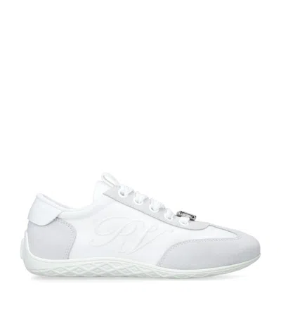 Roger Vivier Suede-satin Viv Low-top Sneakers In White