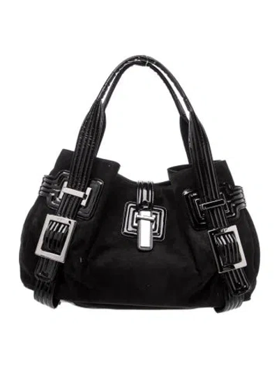 Pre-owned Roger Vivier Suede Shoulder Bag In Black