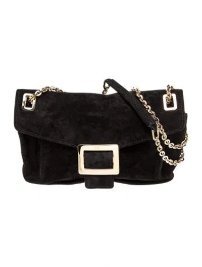 Pre-owned Roger Vivier Suede Shoulder Bag In Black