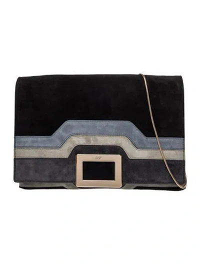 Pre-owned Roger Vivier Suede Shoulder Bag In Black