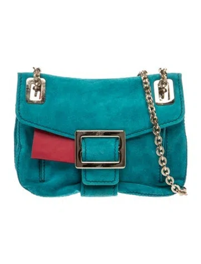 Pre-owned Roger Vivier Suede Shoulder Bag In Blue