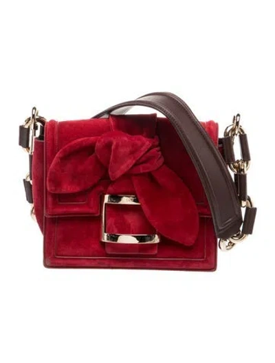 Pre-owned Roger Vivier Suede Shoulder Bag In Burgundy