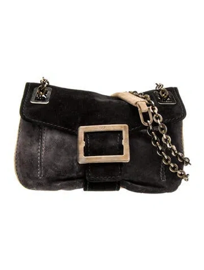 Pre-owned Roger Vivier Suede Shoulder Bag In Gray