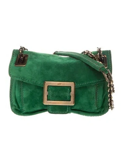 Pre-owned Roger Vivier Suede Shoulder Bag In Green