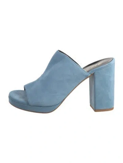 Pre-owned Roger Vivier Suede Slides In Blue