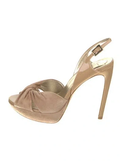 Pre-owned Roger Vivier Suede Slingback Sandals In Neutral