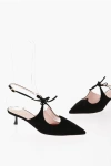 Roger Vivier Suede Slingbacks With Spool Heel 5cm In Black