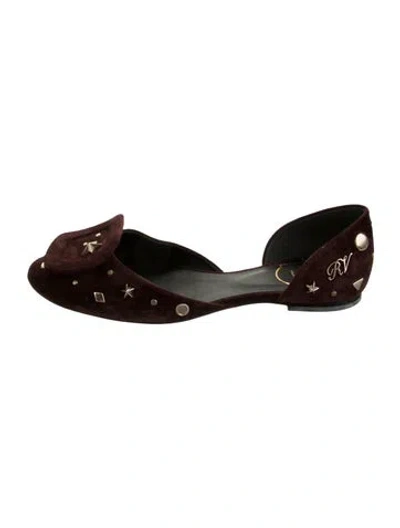 Pre-owned Roger Vivier Suede Studded Accents Flats In Purple