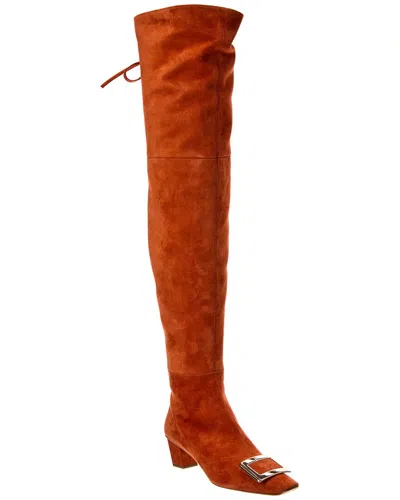Roger Vivier Suede Thigh-high Boot In Orange